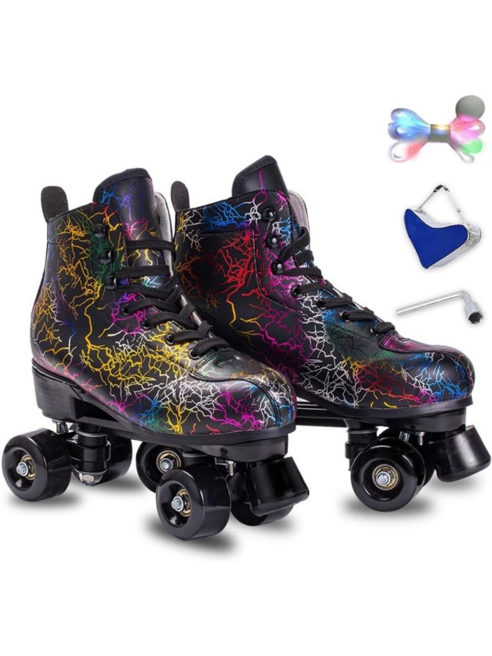 Classic High Top Roller Skates for Women & Men - Light-Up Laces, Indoor/Outdoor